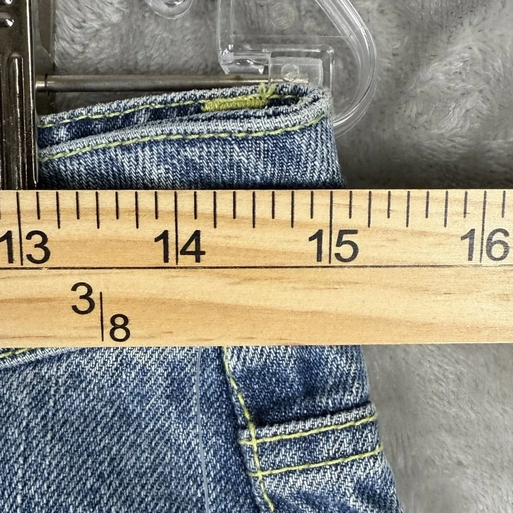 Y2K Guess Jeans Women's Size 26‎ Blue Denim Bootcut Jeans Patchwork Distressed